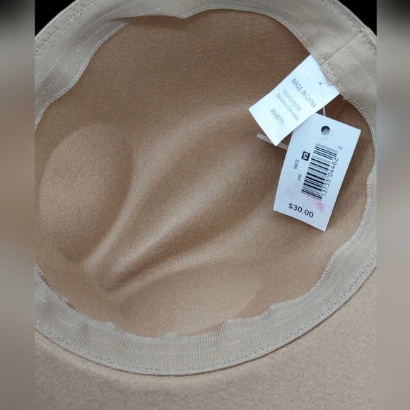 Ophelia Roe Woman's Wide Brim Felt Fedora Hat with Faux Pearl Chain Band NWT - Picture 5 of 8